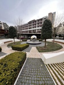 Réalisation extérieur en pierre naturelle pavé et barrette